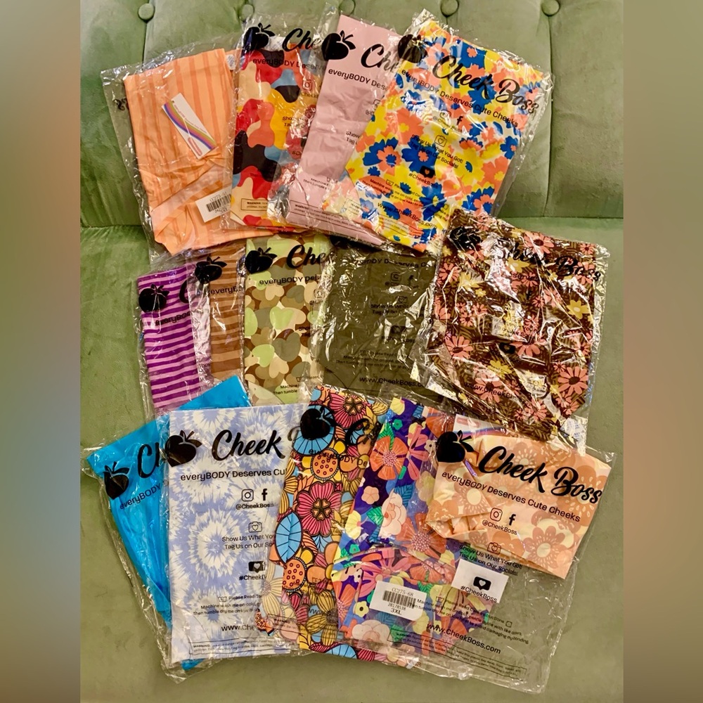 Cheek Boss Underwear High Waisted Panties 3XL NWT Lot of 14 Floral Striped Solid